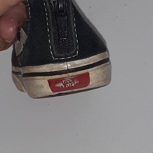 Little boys shoes size 8.5 black high tops Van off the Wall zipper elastic laces - Picture 6 of 9